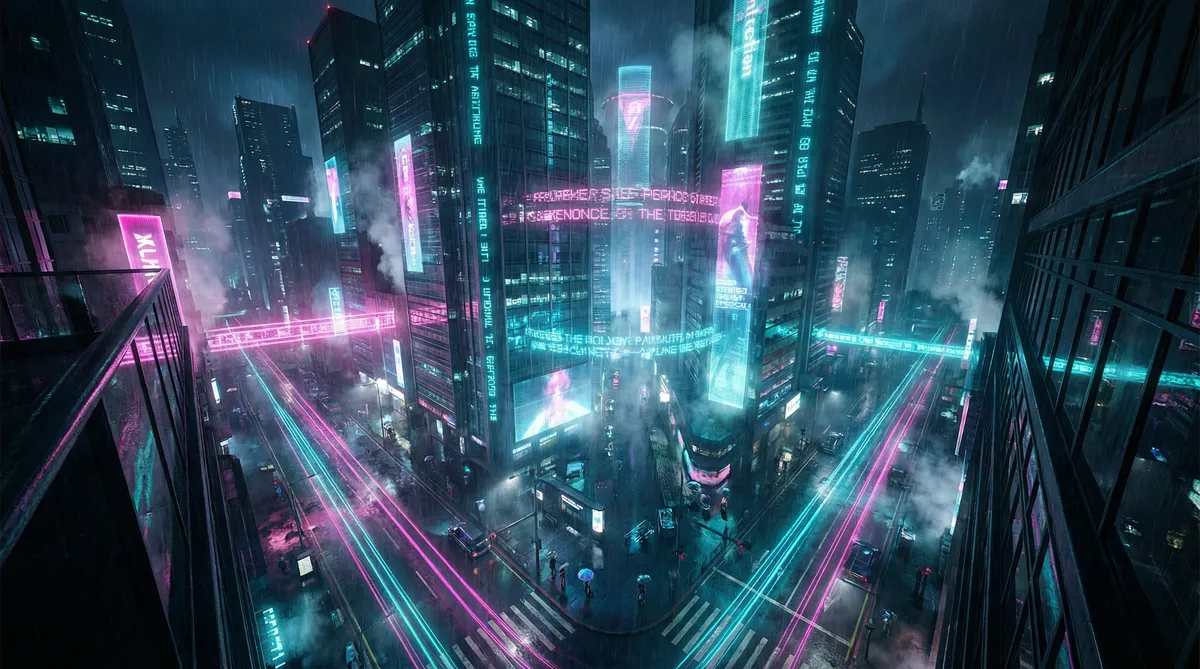 顶楼里的大象完整版 竖屏短剧平台首页背景 - 赛博朋克都市夜景